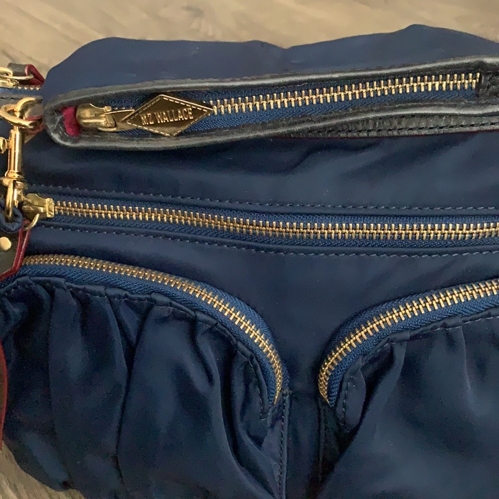 MZ Wallace Navy Crossbody Bag with Gold Hardware and Red Trim - Picture 9 of 10